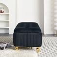 thumbnail image 3 of Velvet Upholstered Storage In Black - 47.24''w. Deep Button Tufting, Gold Embroidery, And Metal Legs For Living Room & Bedroom 47.24''w . With Decoration Strip, Legs. Adds Appeal To, 3 of 7