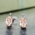 thumbnail image 2 of Gem Stone King 1.31 Ct Oval Peach Morganite G/H Lab Grown Diamond 14K White Gold Earrings, 2 of 3