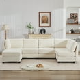 thumbnail image 6 of Corduroy Sectional Couch with Storage, U Shaped Sectional Sofa with Ottoman, Modular Sectional Couches for Living Room (Beige), 6 of 11