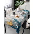 thumbnail image 2 of Teal Gray Gold Rectangle Tablecloth, Modern Minimalist Abstract Gradient Art Waterproof & StainResistant Tablecloth, Washable Oil-proof Table Cover for Dining/Party/Wedding/Camping/Buffet 60x120 In, 2 of 9