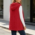 thumbnail image 6 of Aboser Women's Fuzzy Fleece Vest with Hood Soft Plush Sherpa Jackets Casual Button Down Outerwear Fluffy Sleeveless Hooded Coats, 6 of 9