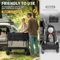 thumbnail image 5 of FICISOG Foldable Double Decker Wagon Cart 400L Large Capacity, Heavy Duty 54" Extender Collapsible Wagon, Folding Utility Garden Cart with Big All-Terrain Wheels & Drink Holders for Camping, 5 of 9
