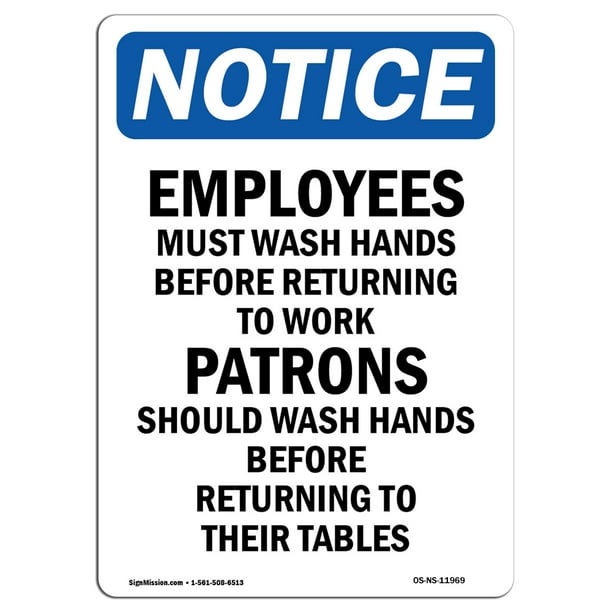 osha notice employees must wash hands before sign