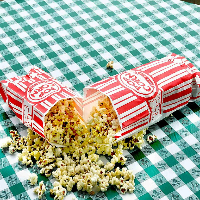 [250 Pack] 2 oz Popcorn Bags - Disposable Popcorn Containers Paper Popcorn  Boxes Flat Bottom Striped Red and White - Perfect for Movie Night, 