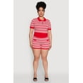 thumbnail image 3 of Womens Plus Size Daisy Striped Cropped Polo Shirt, 3 of 5
