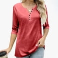 thumbnail image 5 of Women 3/4 Sleeve V Neck Button Down Shirt Business Casual Cotton Dressy Blouse Summer Office Outfit 2025, 5 of 7