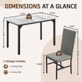 thumbnail image 5 of SYNGAR 5 Piece Dining Table Set for 4, Faux Marble Kitchen Table and 4 Upholstered Chairs, Space-Saving Dinette Set for Small Spaces, Gray Chair/White Tabletop, 5 of 9