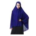 thumbnail image 3 of XINFU Women's High Stretch Hijab Muslim Arabian Long Milk Silk Purity Color Chiffon Hijab, Blue, Small, 3 of 5