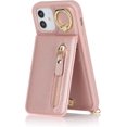 thumbnail image 5 of iPhone 12 Mini Case with Card Holder for Women, iPhone 12 Mini Phone Case Wallet with Strap Credit Card Slots Crossbody with Kickstand Zipper Case for iPhone12mini - Rose Gold, 5 of 16
