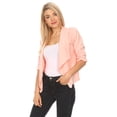 thumbnail image 2 of Women's Fitted Waist Length Jacket Open Front Draped Neck Ruched Sleeves, 2 of 5