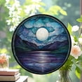 thumbnail image 2 of Stained Glass Window Hanging, Blue Night Moon Lake Sun Catchers Colorful Glass Panel Landscape Suncatcher Decor for Birthday for Women, Men, Wife, Aunt, and Mom, Stained Glass, 2 of 6