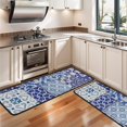 thumbnail image 3 of Kitchen Rugs Sets Of 2,Blue Ethnic Floral Patchwork Pattern Anti Fatigue Kitchen Mat Rugs Non Slip Washable,Decorative Kitchen Floor Mats for Kitchen,Sink,Laundry,17"x47"+17"x47", 3 of 5