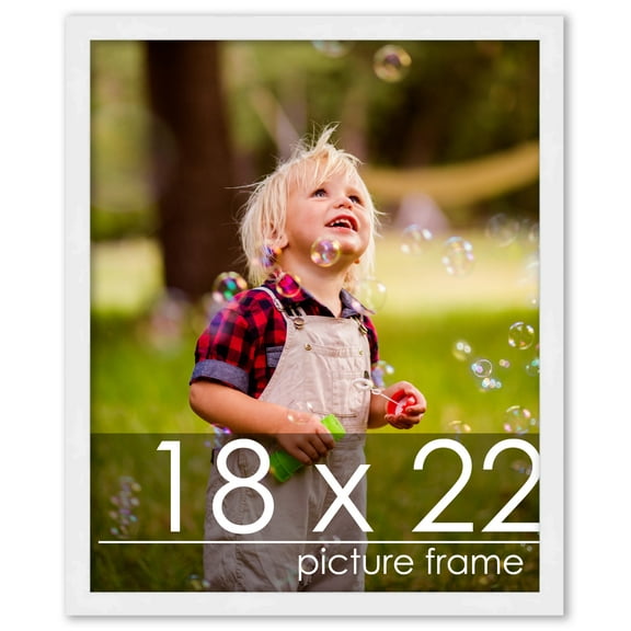 18x22 Frame White Complete Wood Picture Frame with UV Acrylic, Foam Board Backing, & Hardware
