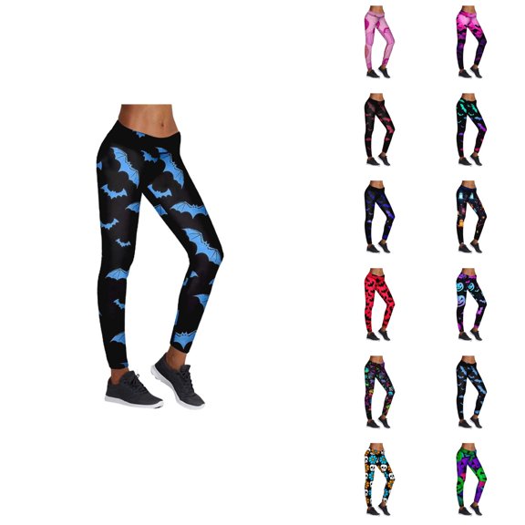 Halloween Leggings for Women Elastic Waist Funny Print Casual Tights Pants Workout Running Yoga Pants