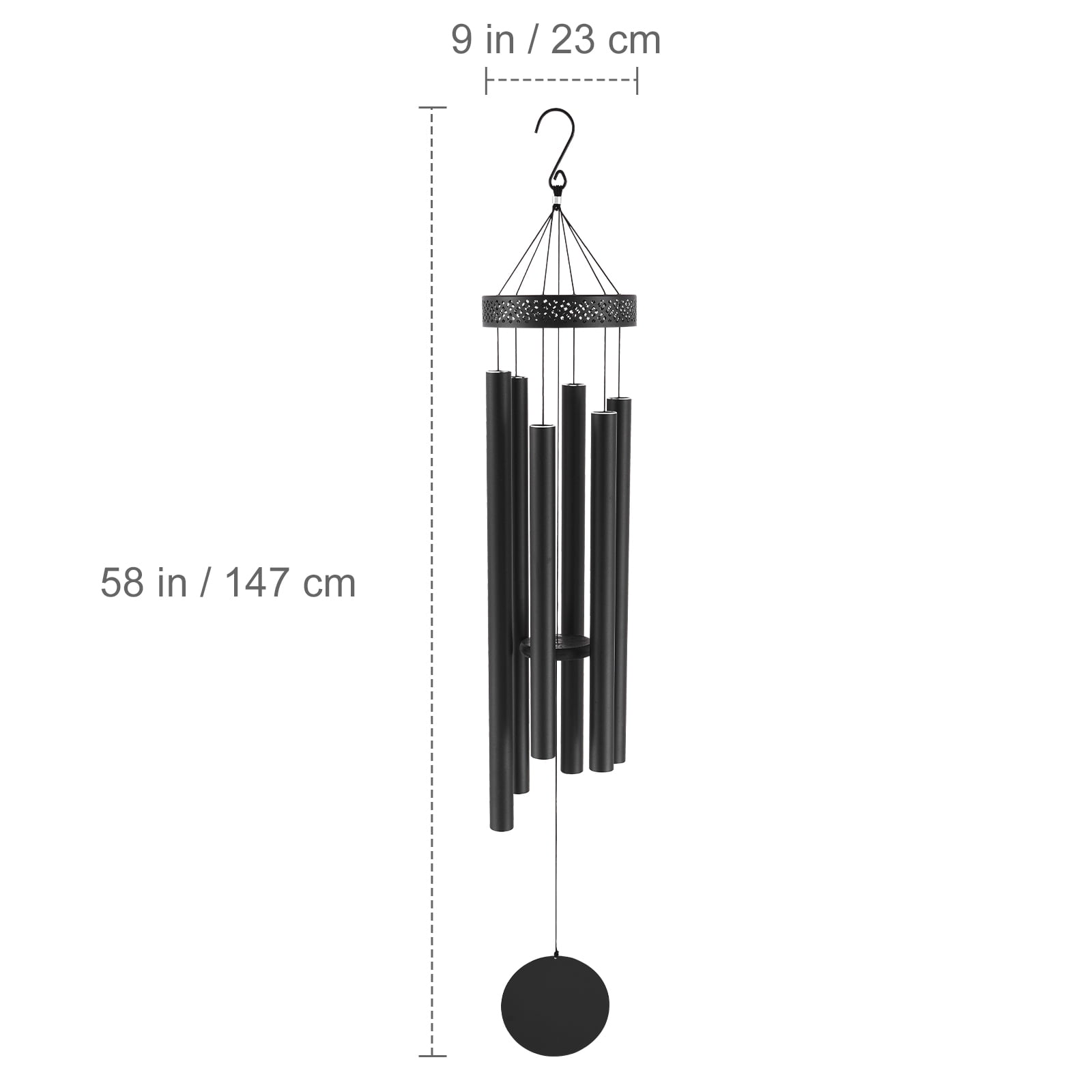 VEVOR Wind Chimes for Outside, 58 in, Deep Tone Wind Chimes with 6 Tubes, Unique Large Memorial Wind Chimes for Anniversary, Amazing Outdoor Decor for Your Patio, Porch, Garden and Backyard, Black