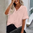 thumbnail image 6 of XuJwPNcy Women Tops Summer Short Sleeve Lapel Neck Tee Fashion Plain Tshirts Casual Loose Work Blouses, 6 of 7
