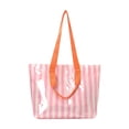 thumbnail image 2 of MMJ Striped Waterproof PVC Tote Bag Purses for Women Tote Bag with Shoulder Strap for Beach Pool Travel 17.1x12.2x4.7in, 2 of 6