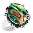 thumbnail image 1 of 925 Silver Ring For Women - Girls Multicolor Genuine Abalone Shell Stone Silver Ring Size 13 Boho Silver Ring Size 13 Gift For Women On Christmas 925 Silver Jewelry With Gemstone, 1 of 6