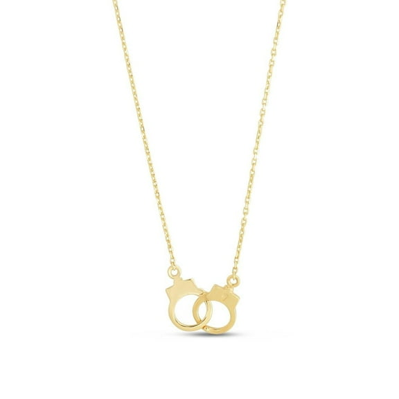 JewelStop 14k Yellow Gold Polished Finish 9mm Handcuff Link Chain Necklace with Spring Ring Clasp - 18"