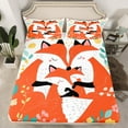 thumbnail image 2 of Feelyou Cartoon Fox Family Twin Sheet Sets for Kids, Kawaii Wildlife Animal Twin Fitted Sheet, Farmhosue Flower Flat Sheet, Super Cozy Room Decor, 3 Pieces, 2 of 7