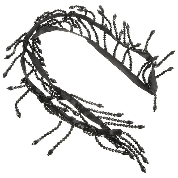 unbranded  Crystal Bead Tassel Auxiliary Trims Rhinestones for Clothes Fabric Outfits Black