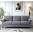 thumbnail image 2 of US Pride Furniture 91 in. Wide Rolled Arm Velvet Modern Rectangle Sofa in Grey For Home, 2 of 4
