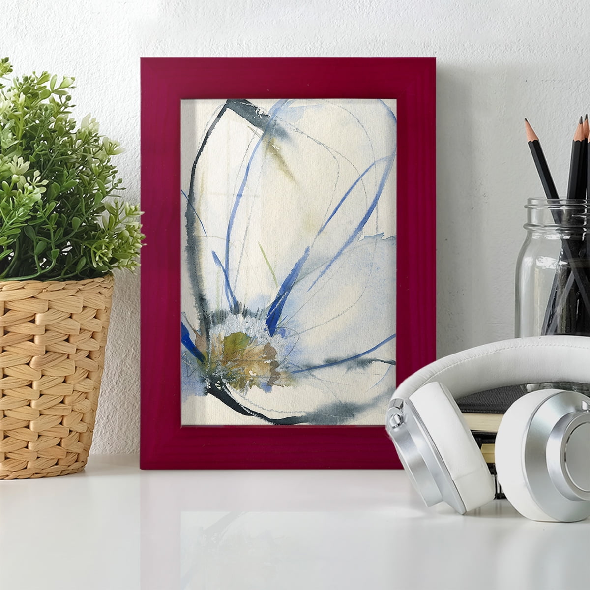 Cobalt & Paynes Petals II - Framed Print w/glass - Cherry Red