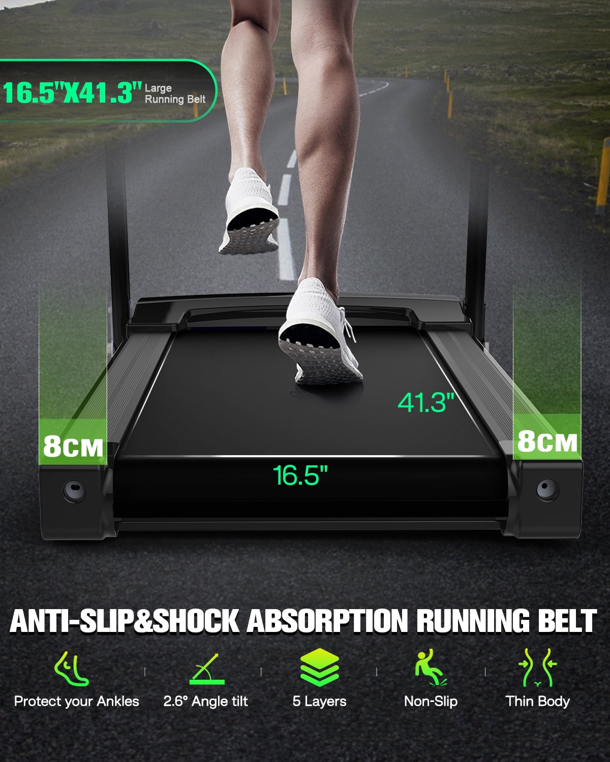 FYC 3.5HP Folding Treadmill 330 LBS Weight Capacity with Incline for Home, Portable Electric Treadmill for Running Walking Jogging Exercise with 12 Preset Programs, Indoor Home Workout Training