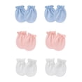 thumbnail image 4 of QWERTY 6 Pairs Mittens Set Solid Color Soft Knit Scratch Free Gloves for Babies 0 to 6 Months Cold Weather, 4 of 5