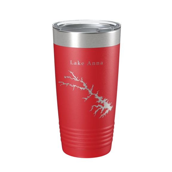 Lake Anna Map Tumbler Travel Mug Insulated Laser Engraved Coffee Cup Virginia 20 oz Red