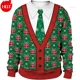 thumbnail image 3 of Sudadera con estampado 3D de Feliz Navidad Suéter navideño con gráfico de Papá Noel Suéter navideño feo de moda para hombres Nuevos suéteres, 3 of 5