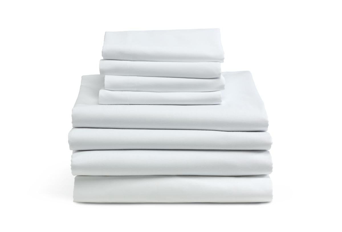 1 new white king size hotel flat sheet t-180 cotton blend percale cvc 55/45 