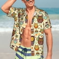 thumbnail image 7 of Bingfone Men's Short Sleeve Button Down Shirts Hawaiian Cute Owls Printed Beach Shirt, 7 of 7