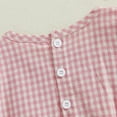 thumbnail image 4 of Generic Baby Girl Plaid Romper Puff Sleeve Doll Collar Bubble Rompers Infant Bodysuit Clothes with Headband for 0-18 Months, 4 of 6
