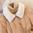 thumbnail image 5 of hoksml Women's Short Puffer Jacket with Soft Plush Lapel Collar Tapered Waist Thickened Winter Coat with Pockets, 5 of 5