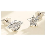 Sterling Silver Star and Planet Earrings with Swarovski Crystals