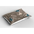 thumbnail image 2 of Ambesonne Ethnic Pillow Sham 2 Pack, Orienta Swirled Branch, 26"x20", Pale Brown Teal, 2 of 3