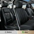 thumbnail image 6 of Coverado Auto Seat Cover Front, 2 Seats Premium Leather Driver Passenger Auto Covers Protectors, Luxury Interior Accessories Universal Fit for Most Cars, SUVs and Trucks, Black, 6 of 8