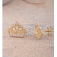 thumbnail image 3 of Vinali 14K Solid Yellow Gold CZ Queen Tiara Crown Stud Earrings, 3 of 9