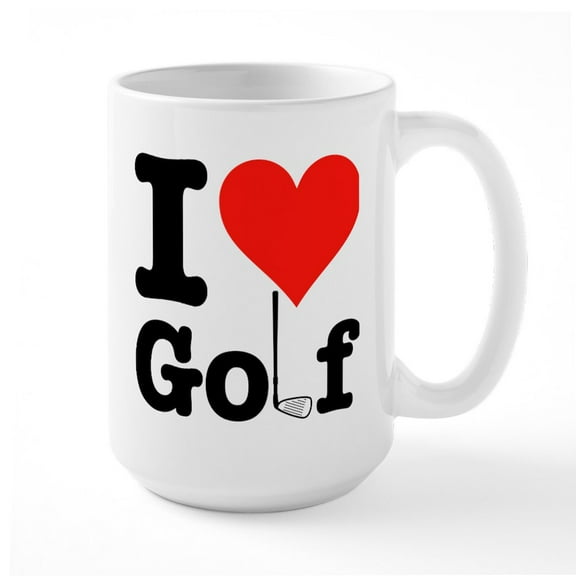 CafePress - I Heart Golf Large Mug - 15 oz Ceramic Large White Novelty Mug