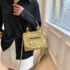 thumbnail image 1 of Bolsos de cuero con relieve de cocodrilo para mujer Bolso de hombro con asa superior (dorado), 1 of 4