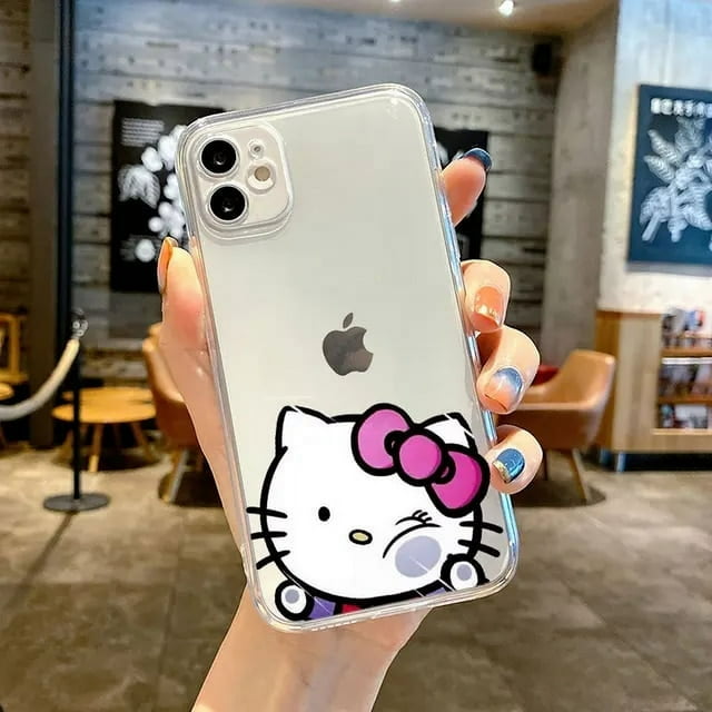 Hello Kitty Case for iPhone 15 Plus XR 12 Mini 13 Pro Max 14 Plus SE 11 8 7 6S X XS 7 Plus 12Mini 8 Plus 12Pro Silicon Soft Bag LXY