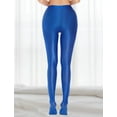 thumbnail image 7 of FEOYA Women Glossy Leggings Oil Shiny Pantyhose Thigh-High Stockings Tights Wet Look Pants Nightclub Blue M for Valentine's Day Gifts, 7 of 7
