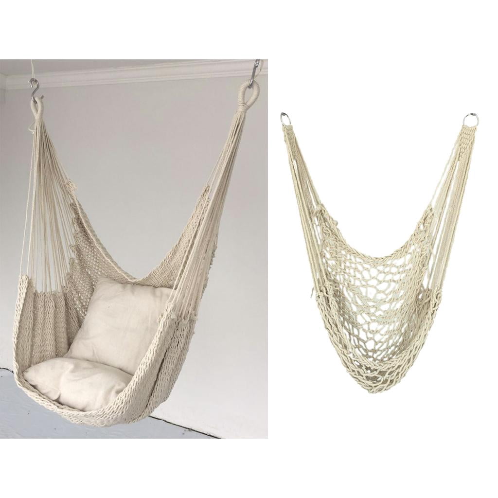 Hammock Seat Camping Hanging Chair Indoor Garden 120KG Load White