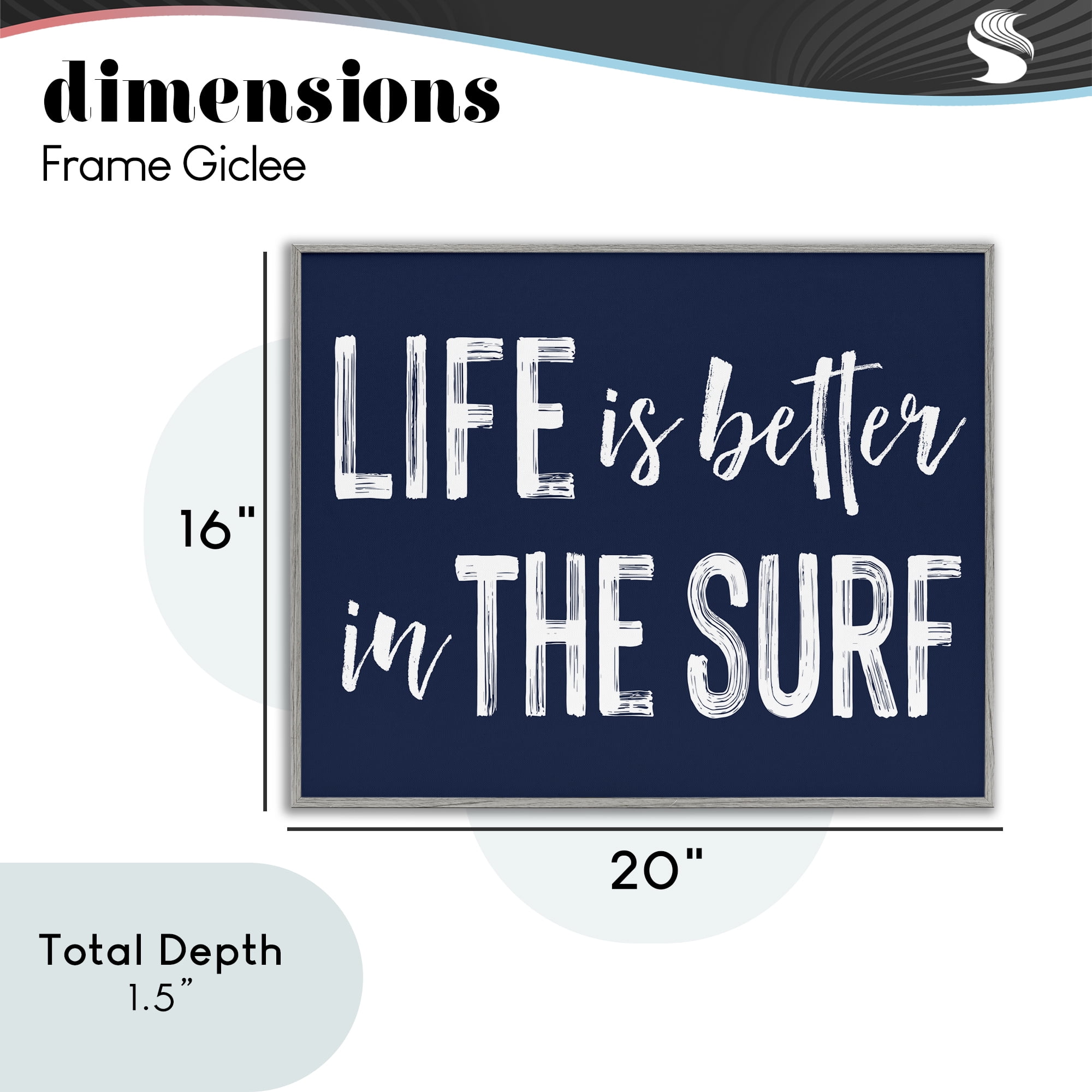 Life Better In Surf Gray Framed Giclee Art, design by Lettered and Lined