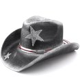 thumbnail image 2 of Cowboy Hat Western Mens Classic Straw French Hat Cowgirl Women Summer Rancher Hats with 10cm Wide Brim, 2 of 7