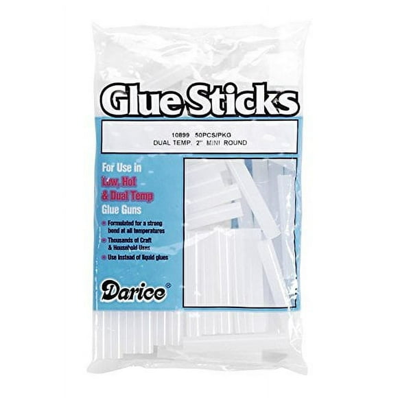 Darice 50 Piece 2 Dual Temperature Round Glue Sticks, Mini
