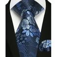 thumbnail image 3 of Boy's Necktie Blue Floral Tie Pocket Square Set Ties for Boy Formal Party School Youth Tie, 3 of 6
