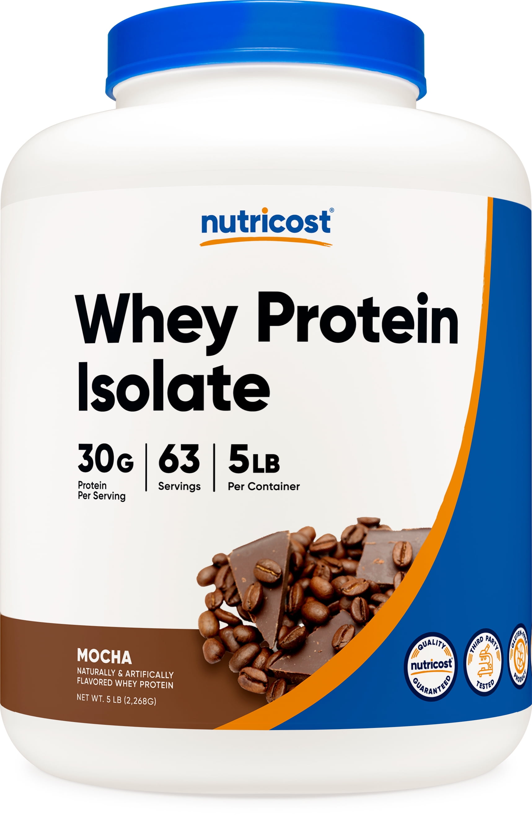 Nutricost Whey Protein Isolate Powder (Mocha) 5LBS NonGMO & Gluten