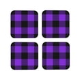thumbnail image 2 of Kll Square Drink Coasters Set Of 4,Pu Leather Absorbent Coasters Set Decorative Coffee Cup Coasters Housewarming Gift For Home Decor-Purple Buffalo Plaid, 2 of 9